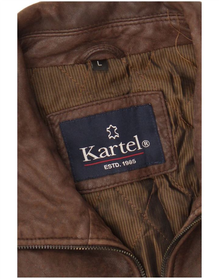 Kartel Chaqueta de cuero para hombre UK 40 Large Cuero marrón