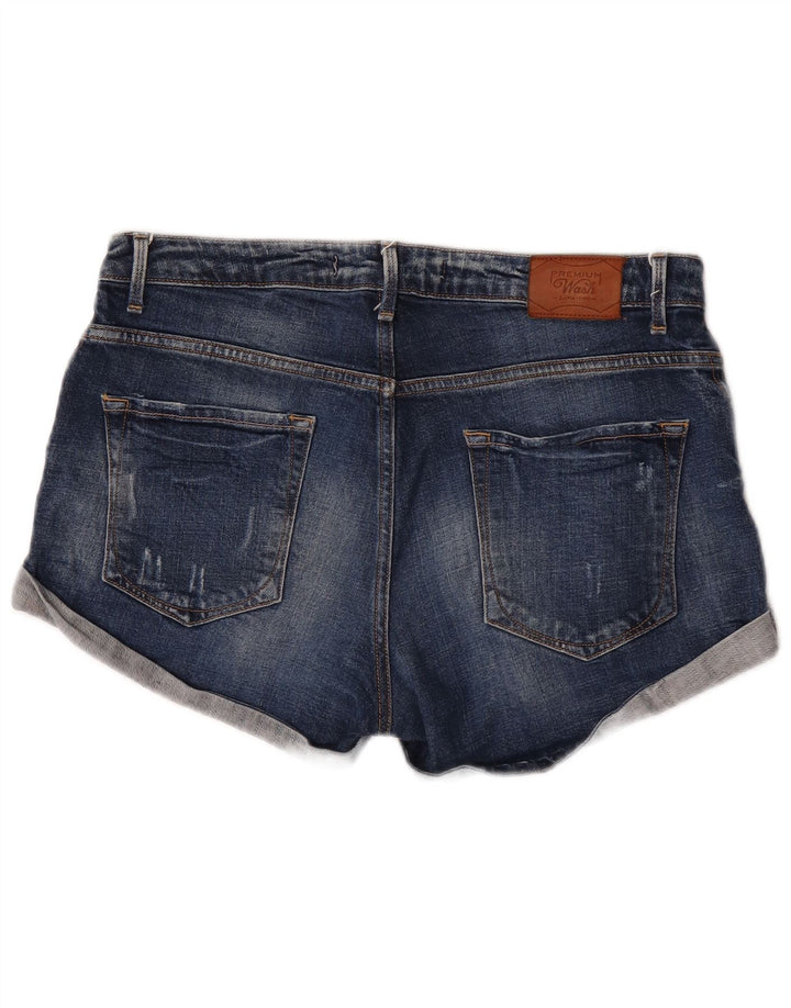 Zara Mujer Denim Shorts EU 40 Medium W30 Azul Marino Algodón