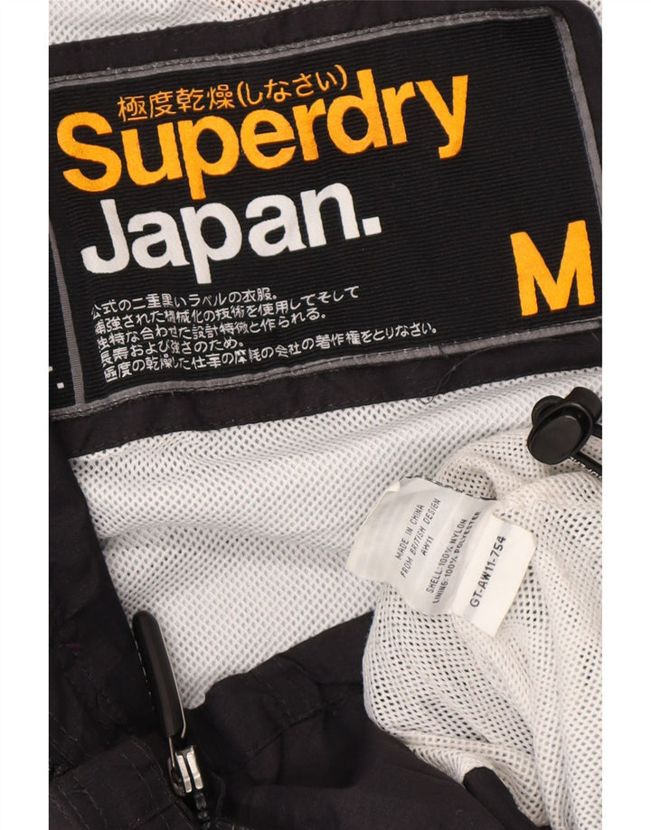 Chaqueta impermeable Superdry Windcheater Graphic para mujer, talla 40, nailon negro mediano