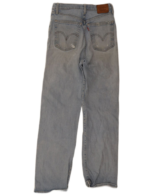 Vaqueros rectos desgastados Ribcage para mujer Levi's W27 L29 Algodón azul