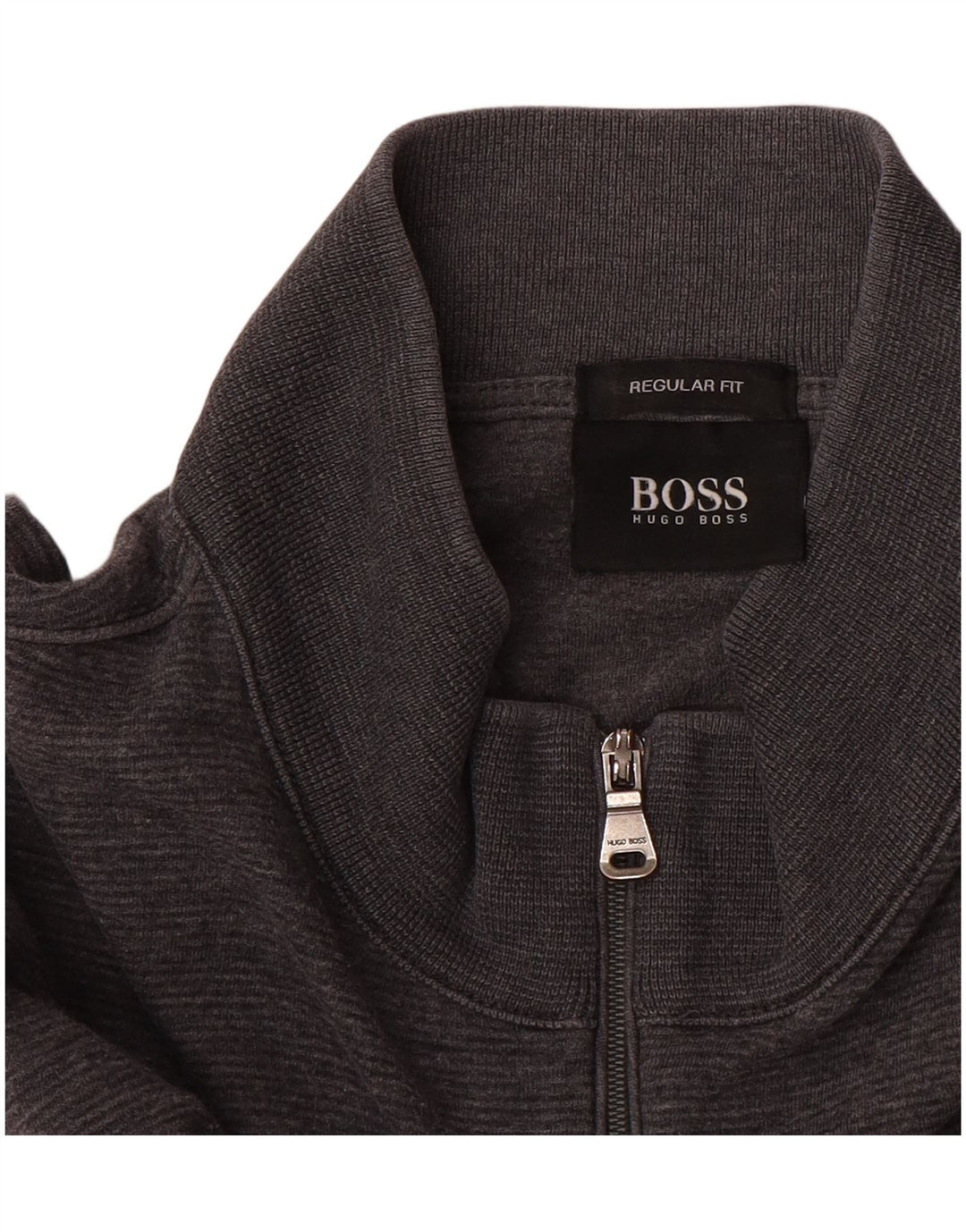 Hugo Boss Sudadera con cuello con cremallera y ajuste regular para hombre, tipo jersey, talla grande, gris