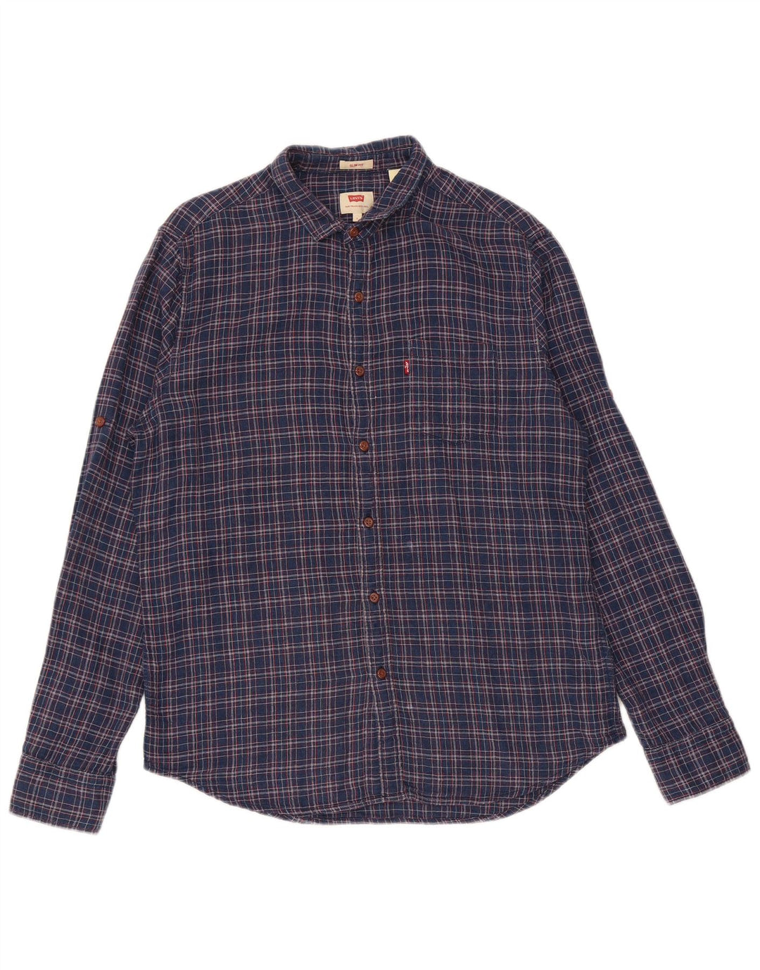 Camisa Levi's Slim Fit para hombre de algodón a cuadros azul marino grande