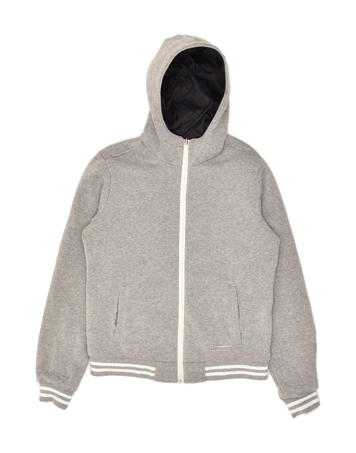 CHAMPION Boys Hooded Reversible Bomber Jacket 10-11 Years Large Grey | Vintage Champion | Thrift | Second-Hand Champion | Used Clothing | Messina Hembry 