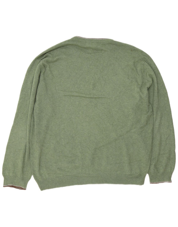 Chaps - Jersey de cuello redondo para hombre, ajuste regular, talla 2XL, algodón verde