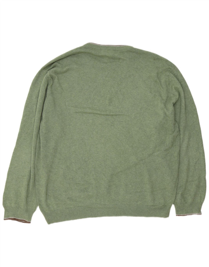 Chaps - Jersey de cuello redondo para hombre, ajuste regular, talla 2XL, algodón verde