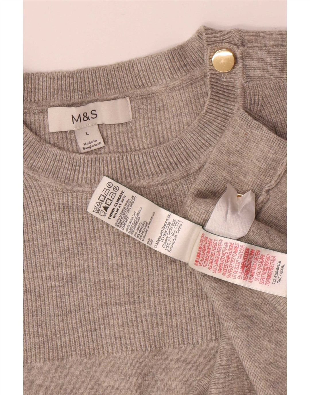 Marks & Spencer Suéter tipo jersey de cuello redondo de gran tamaño para mujer UK 46 Grande Gris