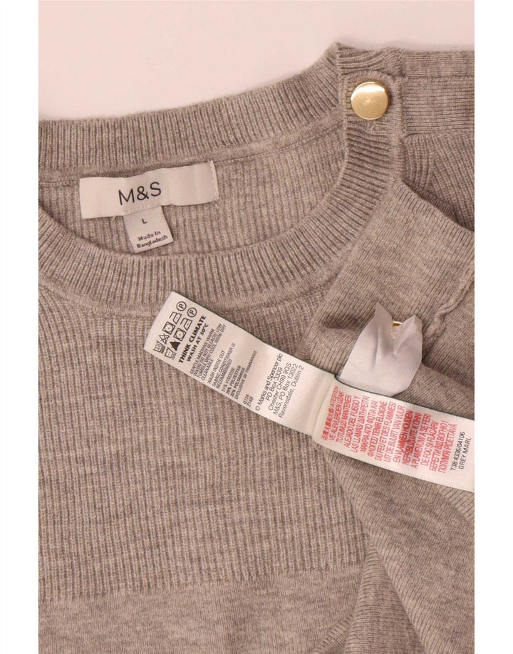 Marks & Spencer Suéter tipo jersey de cuello redondo de gran tamaño para mujer UK 46 Grande Gris