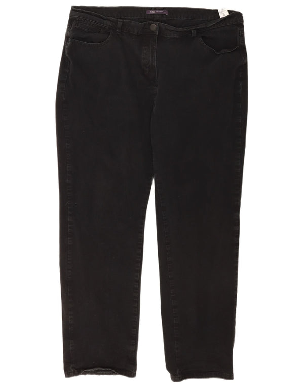 Marks & Spencer Vaqueros rectos para mujer UK 18 XL W36 L28 Algodón negro