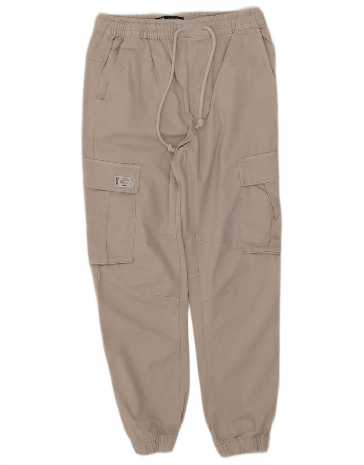 Zara Mens Joggers Cargo Pantalones Pequeños W30 L26 Beige