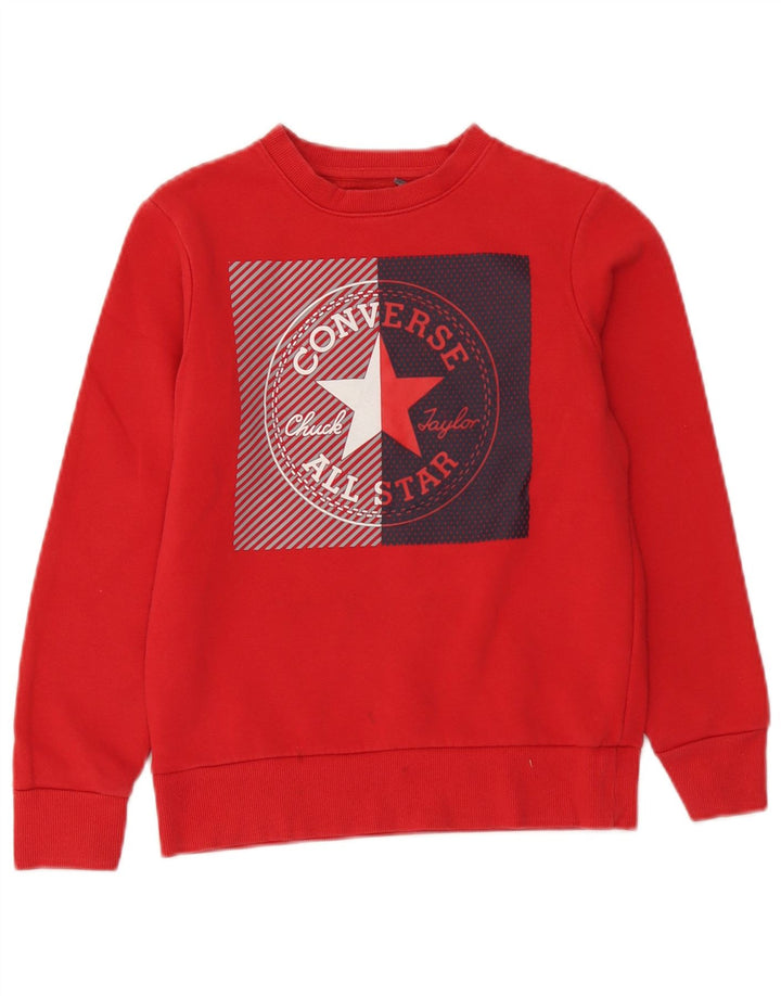 Converse Boys Graphic Sudadera Jumper 10-11 años Mediano Rojo Algodón