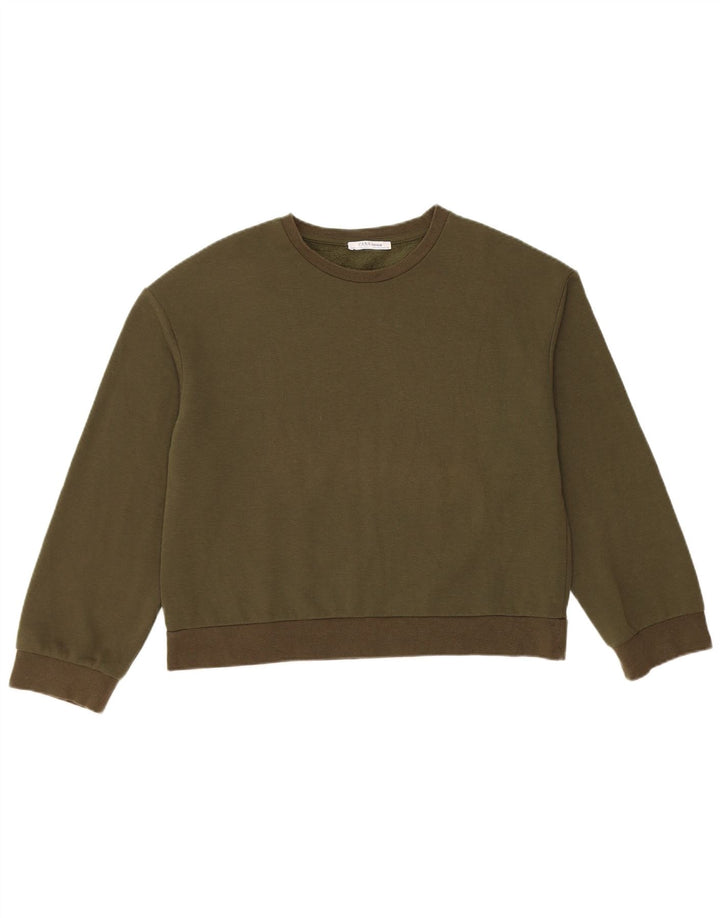 Zara Mujer Oversize Sudadera Jumper UK 10 Small Caqui Algodón