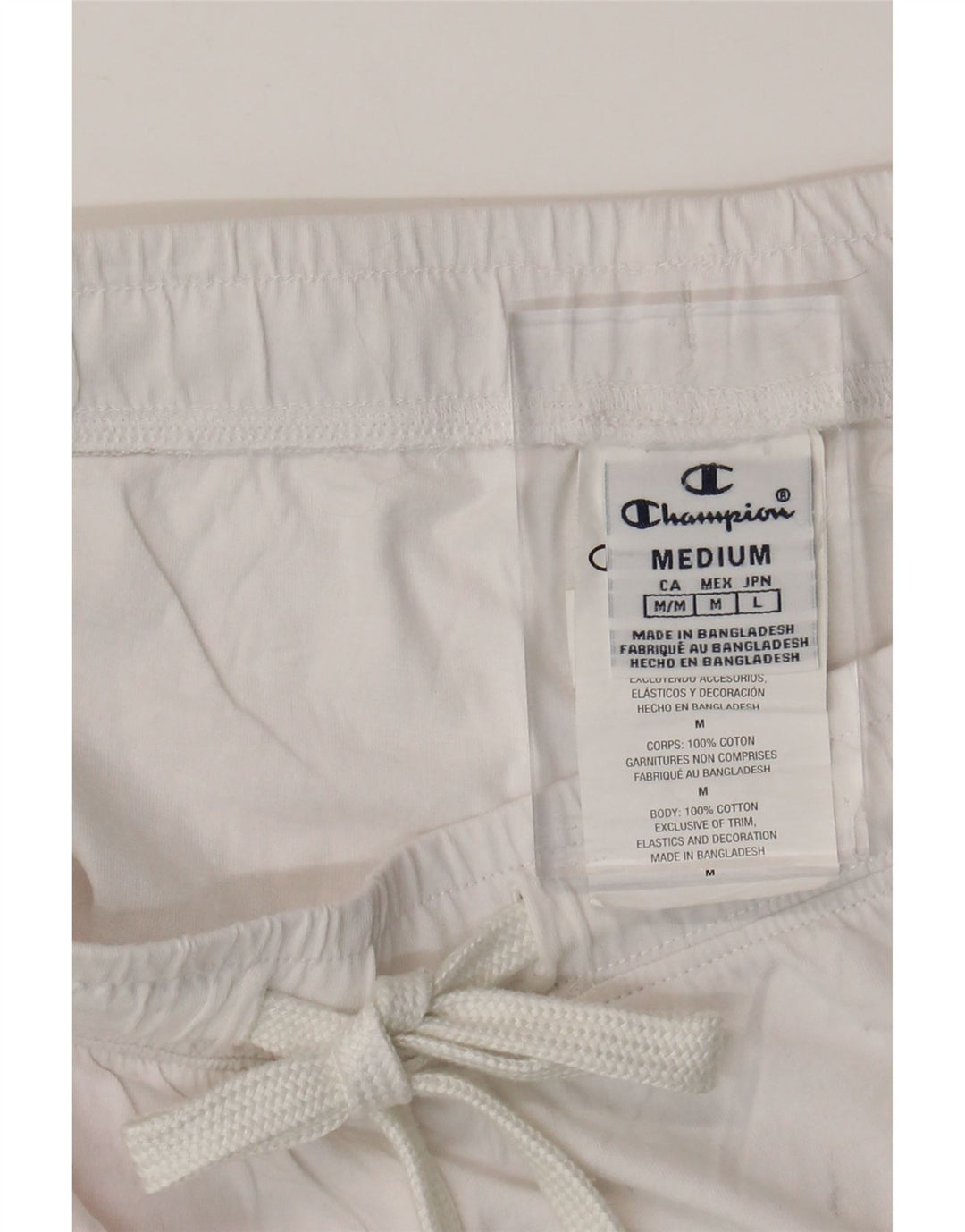 CHAMPION Pantalones cortos deportivos para mujer UK 12 Algodón teñido anudado blanco mediano
