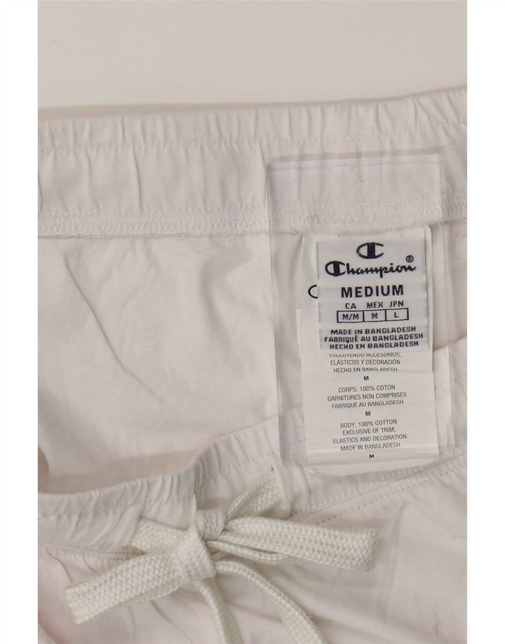 CHAMPION Pantalones cortos deportivos para mujer UK 12 Algodón teñido anudado blanco mediano