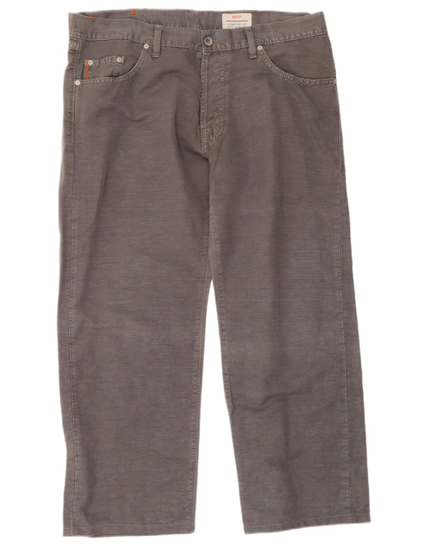 Hugo Boss Jeans rectos de ajuste cómodo para hombre W38 L30 Algodón gris