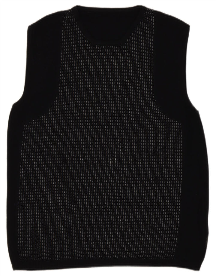 Vintage mujer chaleco camiseta sin mangas Reino Unido 14 grande negro