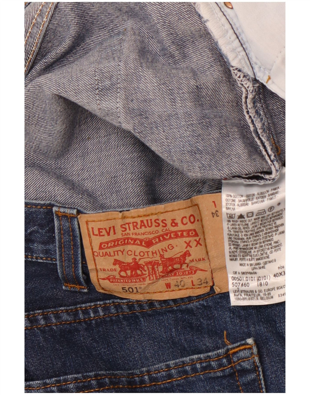 LEVI'S Jeans rectos 501 para hombre W40 L34 Algodón azul marino