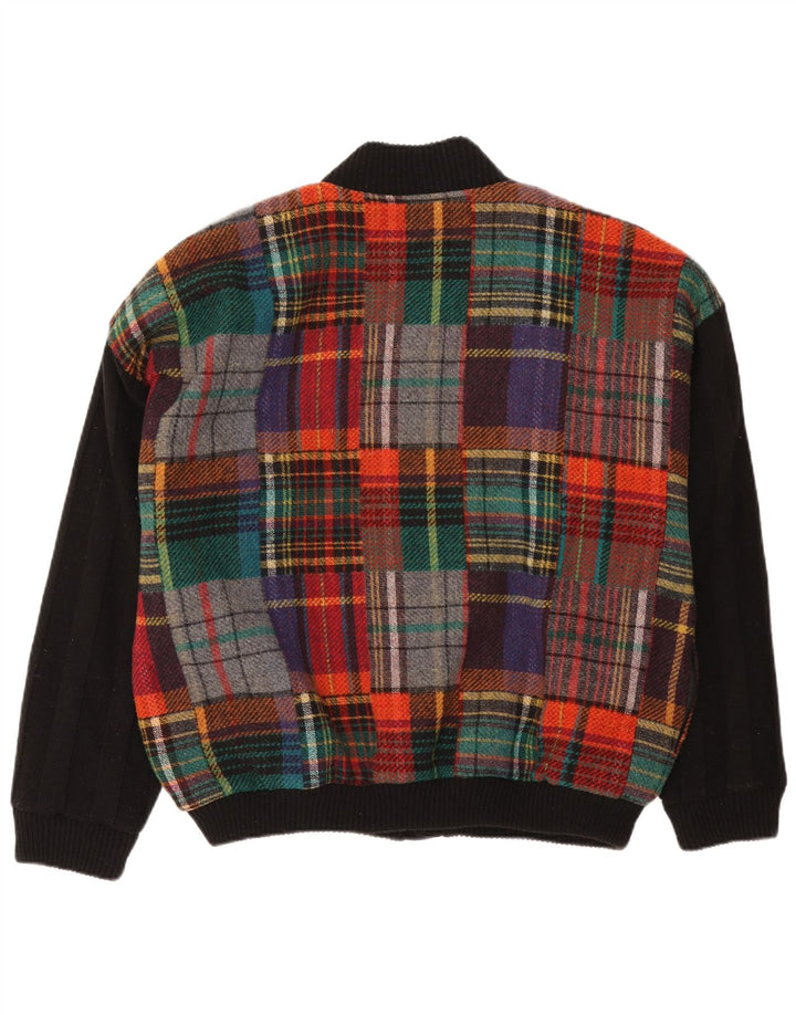 Vintage hombres Cardigan suéter XL multicolor cheque