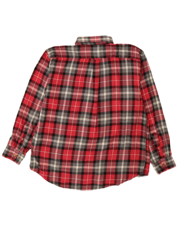 IZOD Camisa de franela para hombre XL Algodón a cuadros rojos