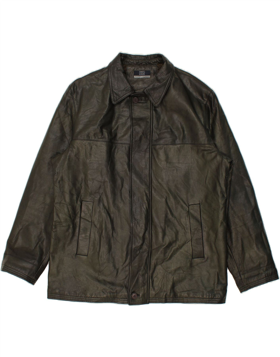 GREEN LEAVES Chaqueta de cuero para hombre UK 44 2XL Cuero verde