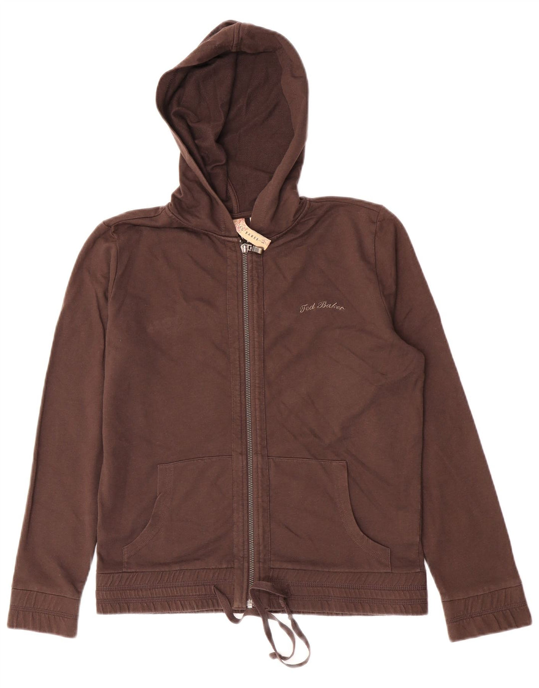 Ted Baker Sudadera con capucha y cremallera gráfica para mujer Talla 3 Algodón marrón medio