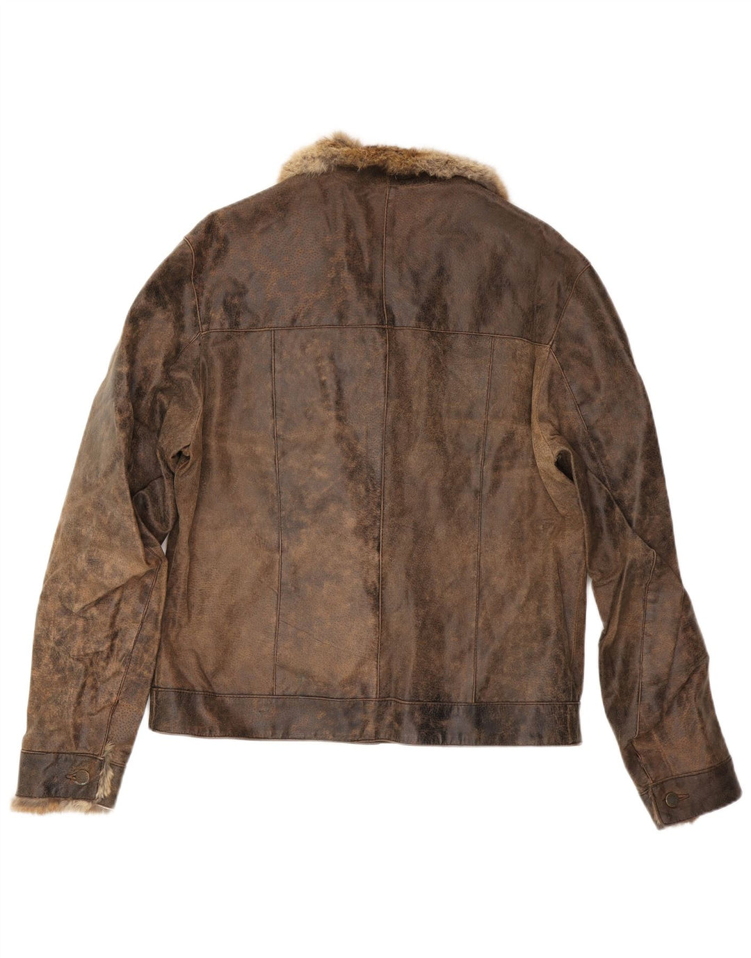 MAYS Chaqueta de cuero para hombre UK 40 Cuero marrón grande