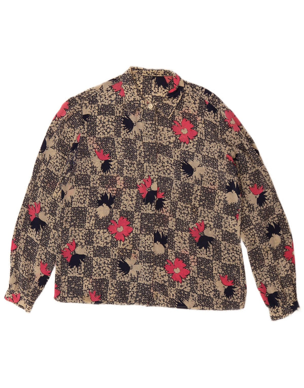Vintage mujer camisa blusa Reino Unido 16 grande multicolor floral