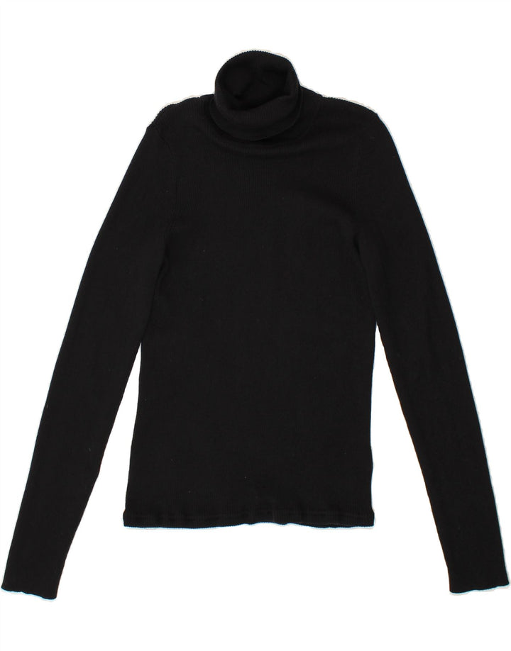 EDDIE BAUER Womens Roll Neck Jumper Sweater UK 12 Medium Black Cotton Vintage Eddie Bauer and Second-Hand Eddie Bauer from Messina Hembry 