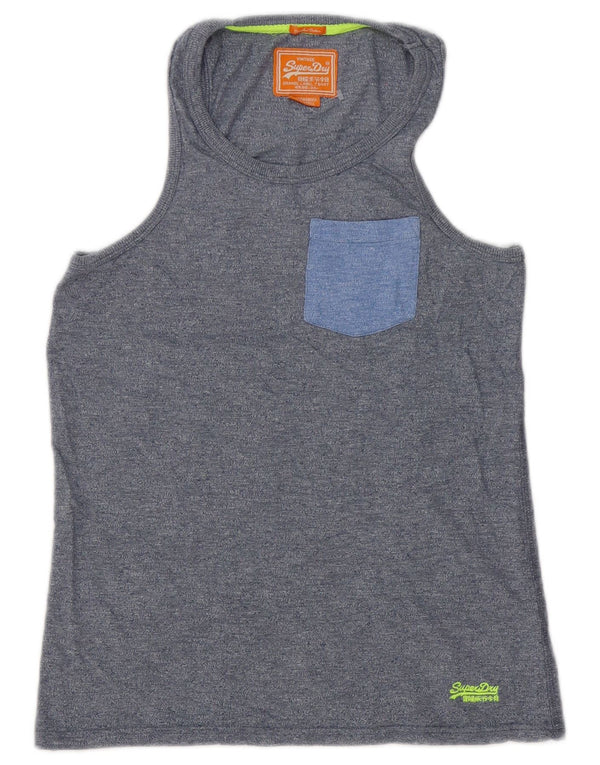 Superdry Hombre Chaleco Top Pequeño Algodón Moteado Azul Marino