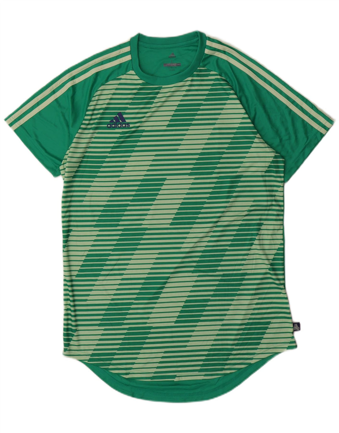 ADIDAS Camiseta Climalite para hombre Top poliéster a rayas verdes grandes