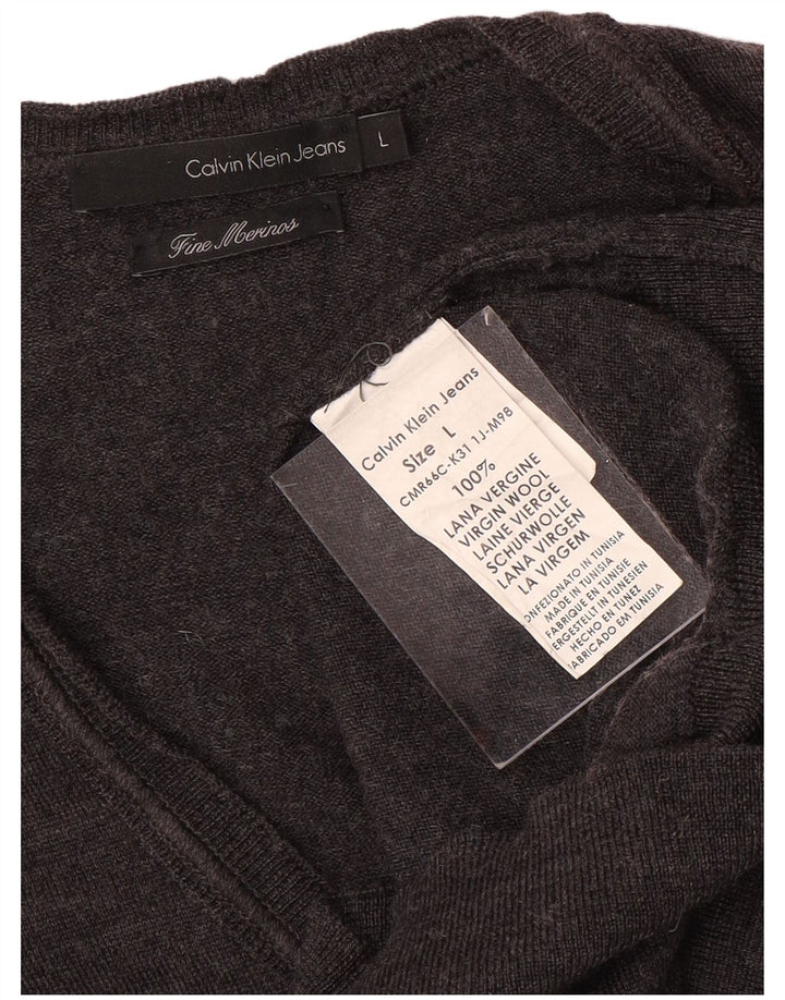 CALVIN KLEIN JEANS Cárdigan para hombre suéter grande gris lana merino