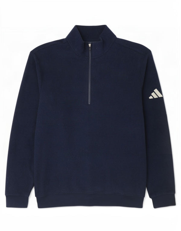 Adidas Hombre Zip Neck Fleece Jumper Medio Azul Marino Poliéster