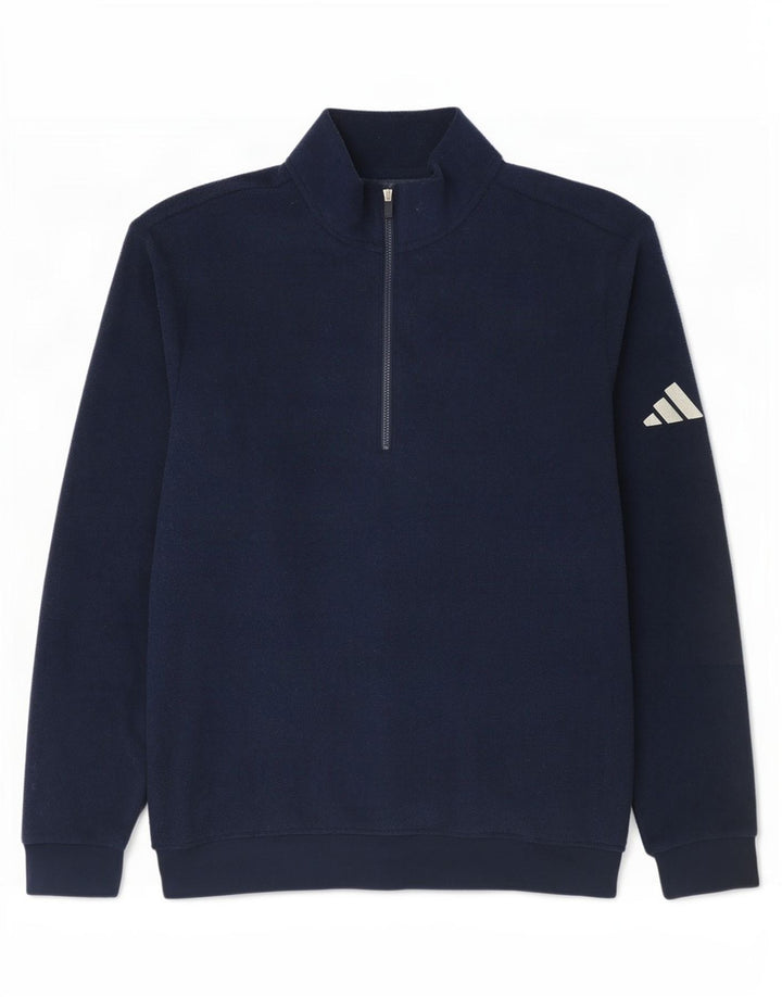 Adidas Hombre Zip Neck Fleece Jumper Medio Azul Marino Poliéster