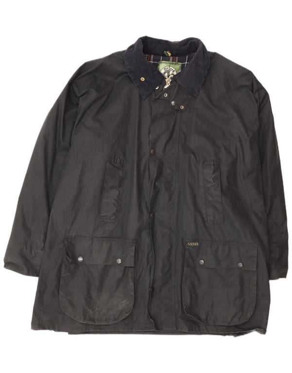 Chaqueta de algodón encerado de corte holgado para hombre azul Oxford UK 42 XL Algodón azul marino