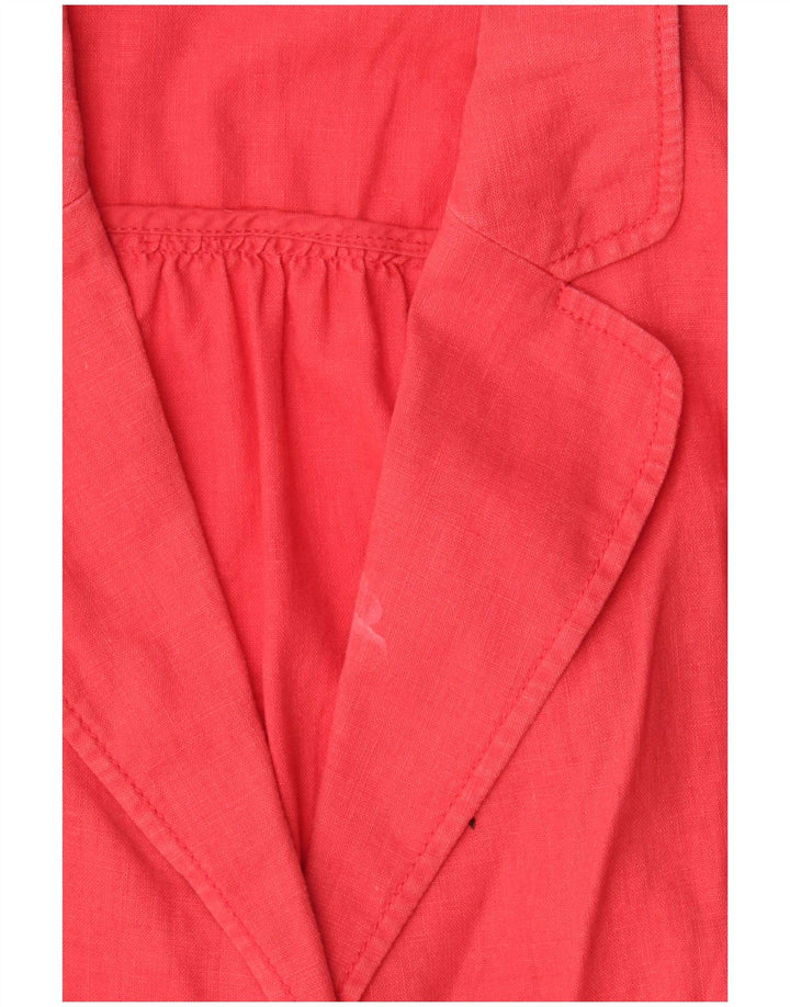 Marks & Spencer Chaqueta tipo blazer con 1 botón y manga 3/4 para mujer UK 40 XL Lino rojo