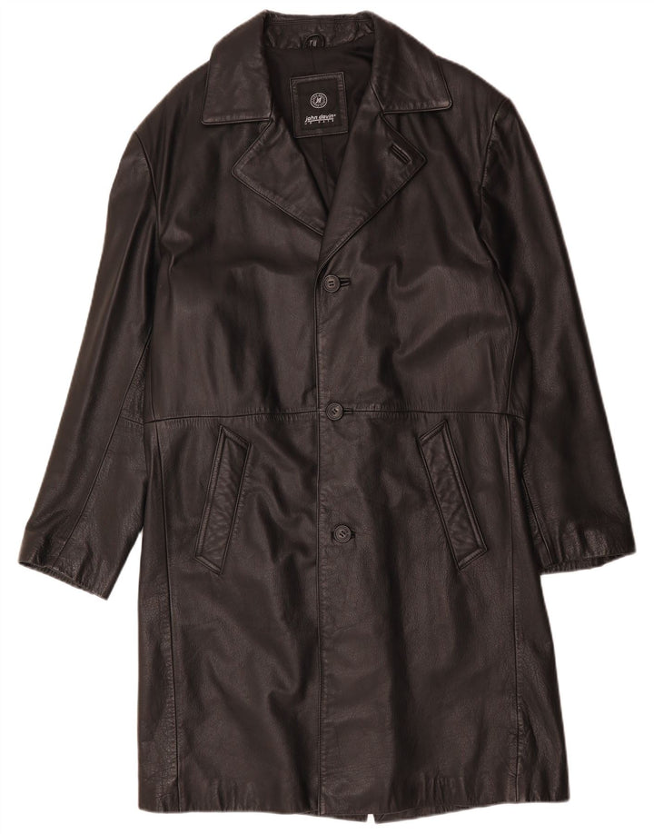JOHN DEVIN Abrigo de cuero para hombre UK 38 Cuero negro mediano