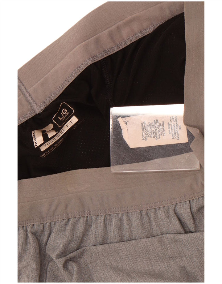 Russell Athletic - Pantalones cortos deportivos para hombre (poliéster gris grande)