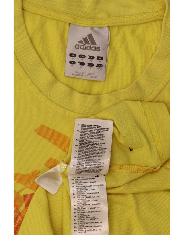 Adidas Hombre Camiseta Gráfica Top Algodón Amarillo Medio