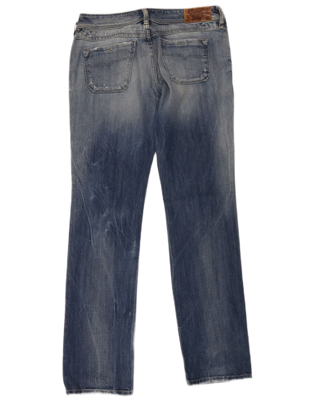 Diesel Mujer Vaqueros Rectos Desgastados W28 L32 Algodón Azul