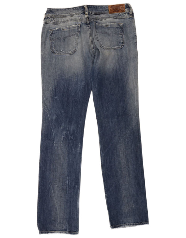 Diesel Mujer Vaqueros Rectos Desgastados W28 L32 Algodón Azul