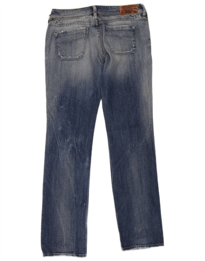 Diesel Mujer Vaqueros Rectos Desgastados W28 L32 Algodón Azul