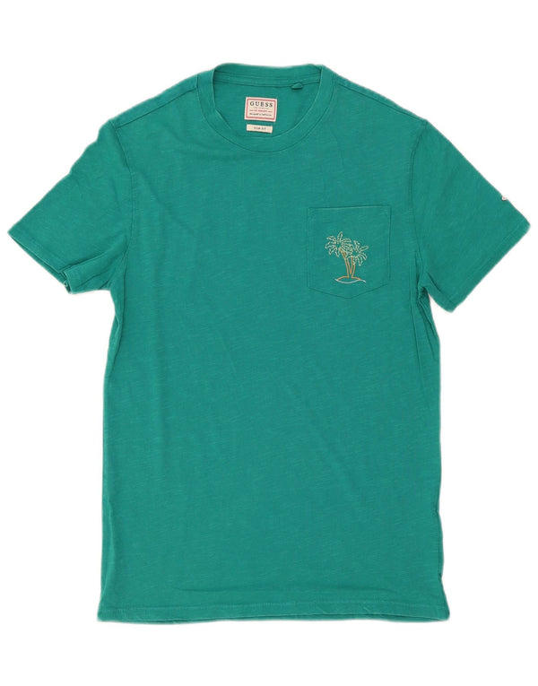 Guess Hombre Slim Fit Camiseta Top Small Algodón Verde