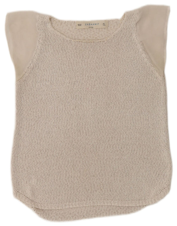 Zara Mujer Blusa De Punto Top UK 10 Small Beige