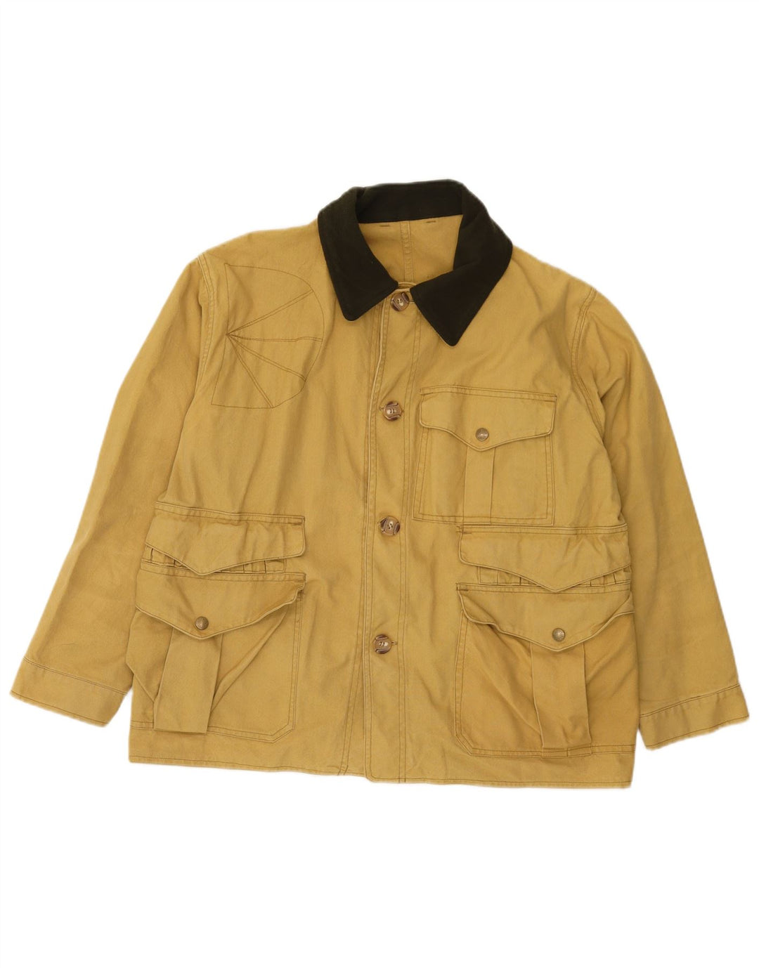 Vintage hombres chaqueta utilitaria IT 50 algodón amarillo grande