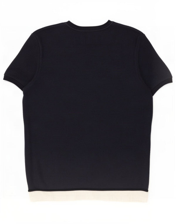 Zara Hombre Camiseta Top Grande Azul Marino Colorblock
