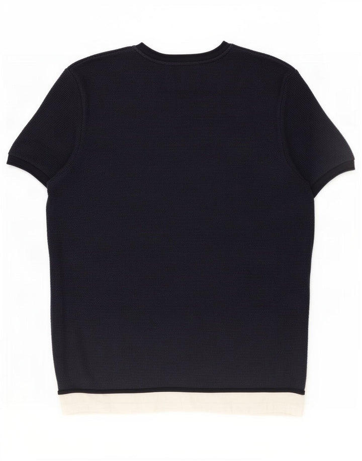 Zara Hombre Camiseta Top Grande Azul Marino Colorblock