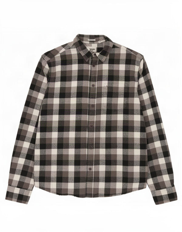Wrangler Mens Regular Fit Flannel Shirt Small Grey Check Cotton