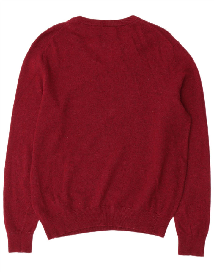 Gant Jersey con cuello en V de lana de cordero en color burdeos medio