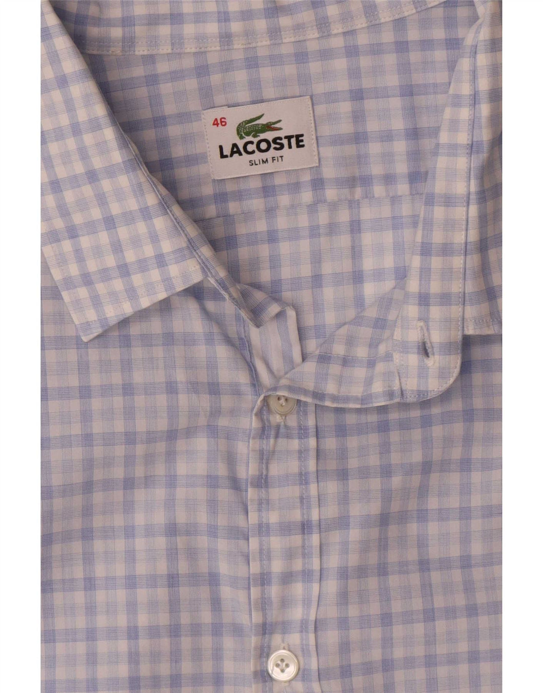 Camisa Lacoste Slim Fit para hombre Talla 46 2XL Algodón a cuadros azul