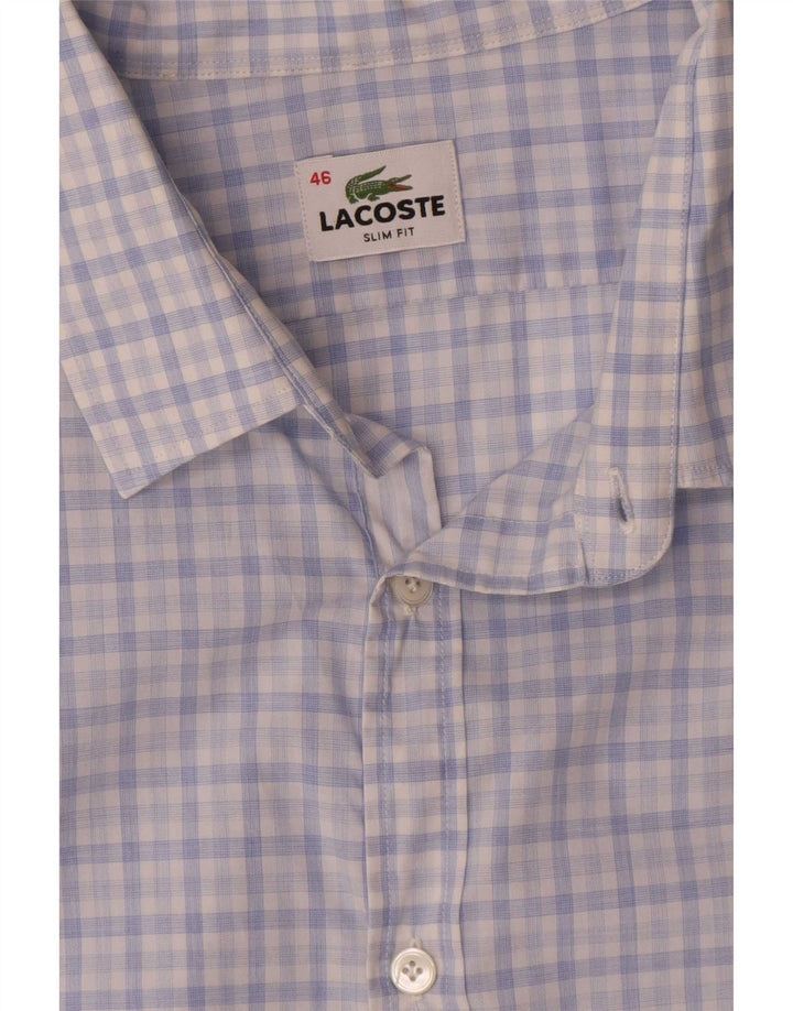 Camisa Lacoste Slim Fit para hombre Talla 46 2XL Algodón a cuadros azul