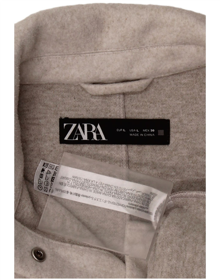 Zara Camisa De Forro Polar De Gran Tamaño para Mujer UK 46 Poliéster Gris Grande